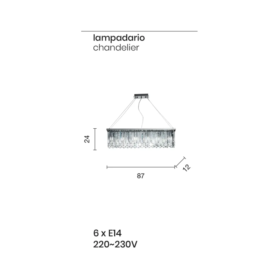 Lustre suspendu de luxe classique en métal et cristal taillé - Zolando Viadurini
