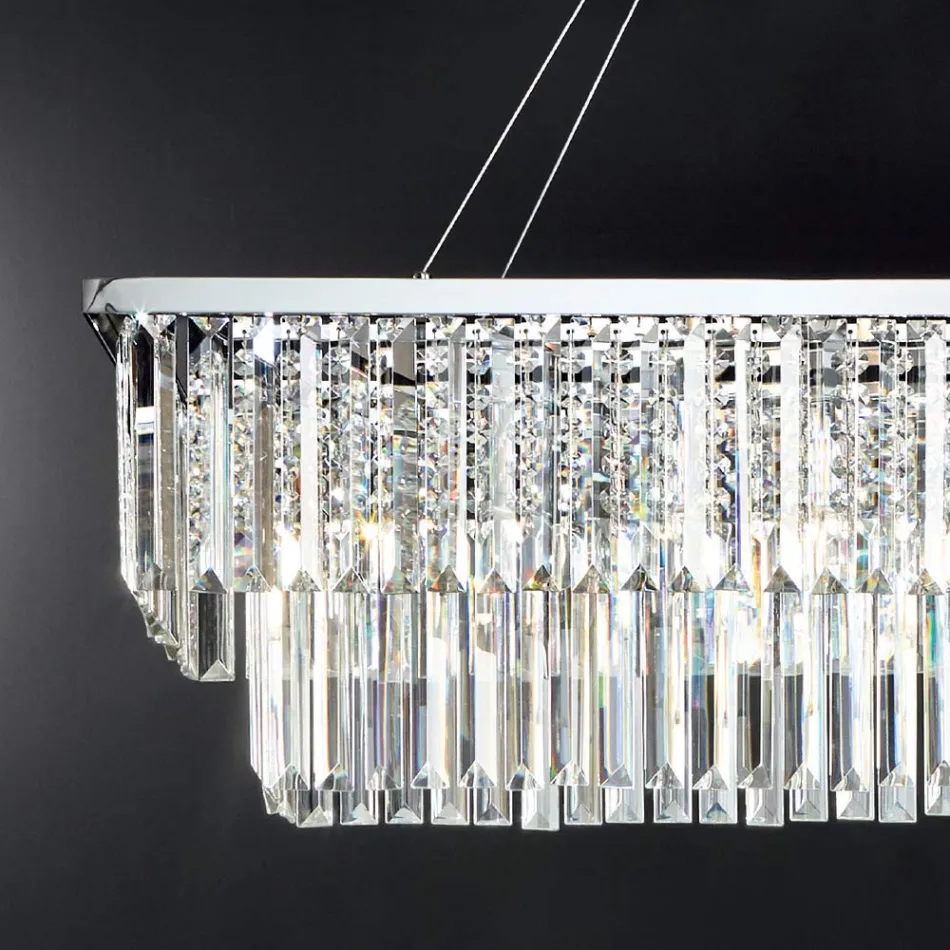 Lustre suspendu classique en métal et cristal taillé de luxe - Mirielle Viadurini