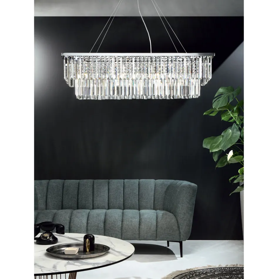 Lustre suspendu classique en métal et cristal taillé de luxe - Mirielle Viadurini