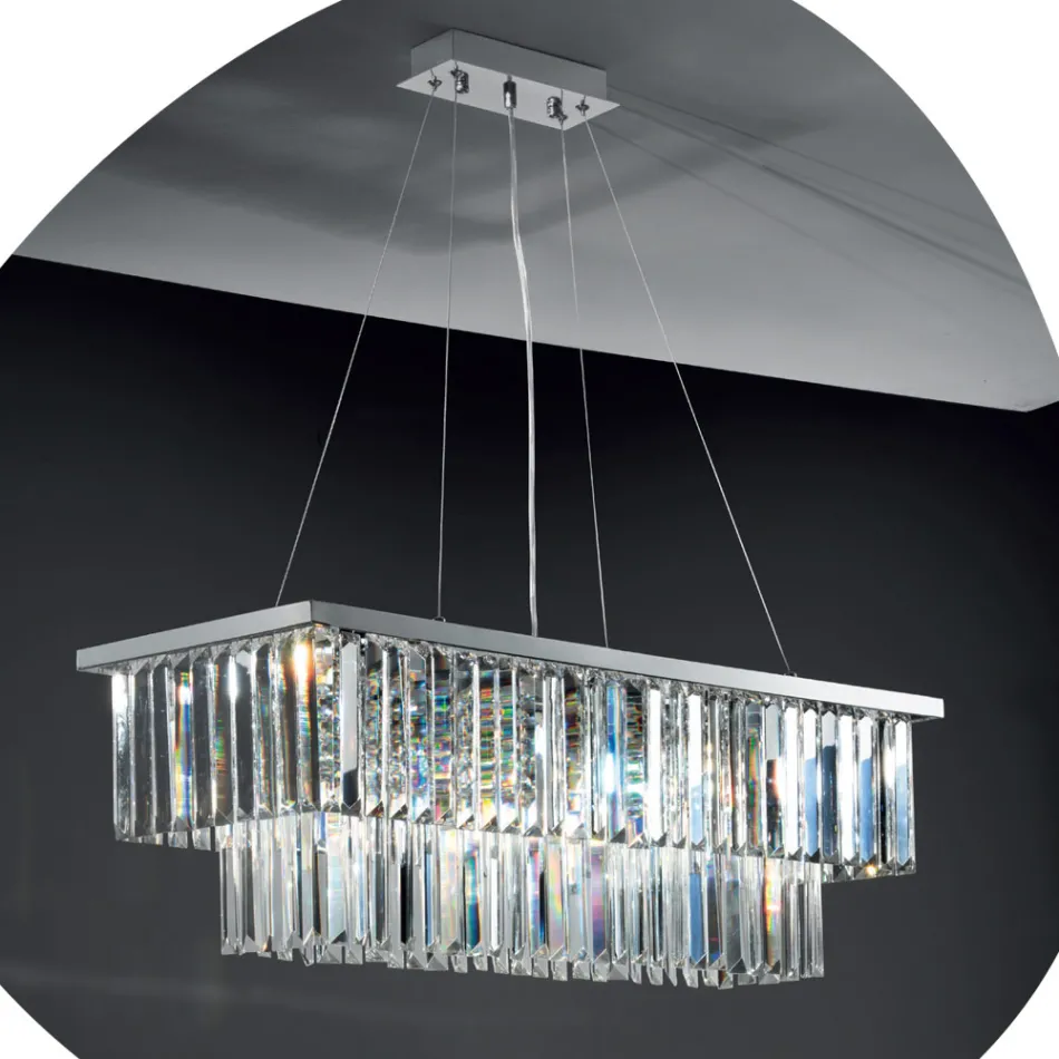 Lustre suspendu classique en métal et cristal taillé de luxe - Mirielle Viadurini