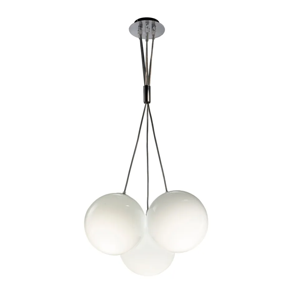 Lustre suspendu à trois lumières en verre sous verre, fabriqué en Italie - Althea Viadurini