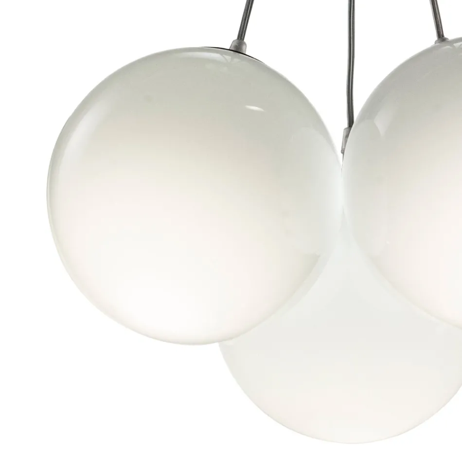 Lustre suspendu à trois lumières en verre sous verre, fabriqué en Italie - Althea Viadurini