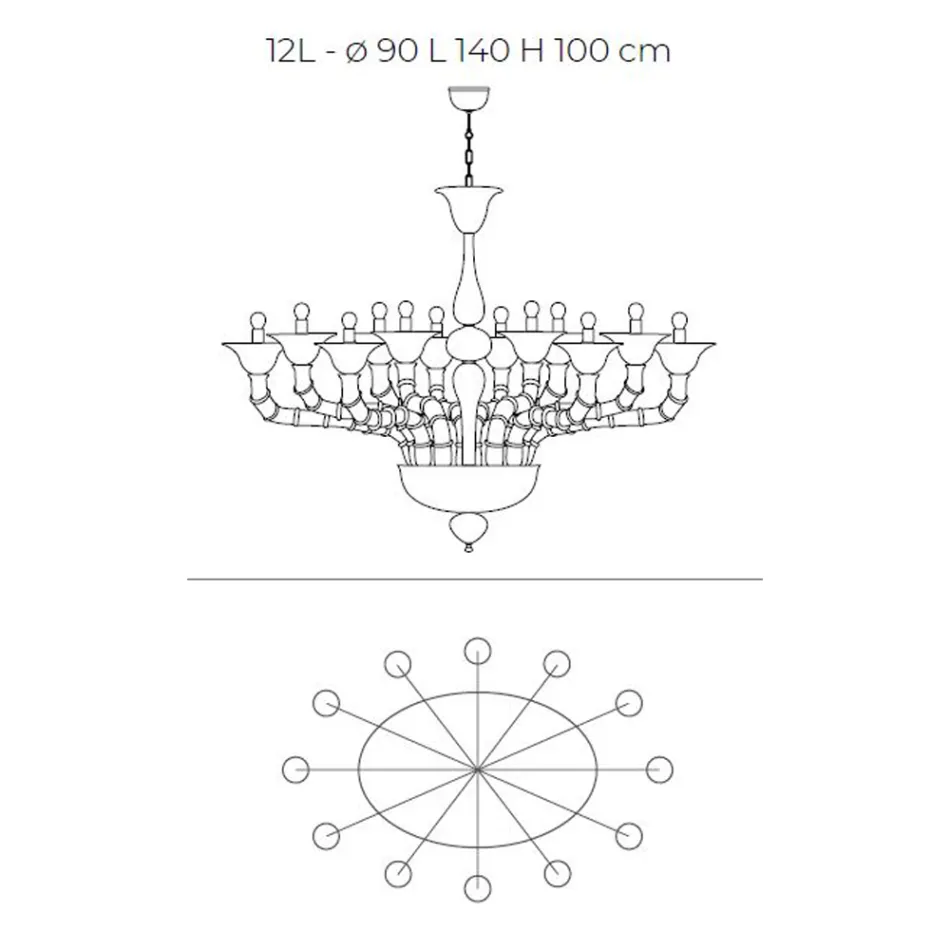 Lustre de style classique en verre vénitien soufflé à la main - Vanity Viadurini