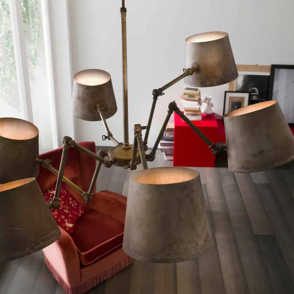 Lustre de style industriel en fer et en laiton Reporter Il Fanale Viadurini