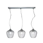 Lustre linéaire à trois lumières en verre vénitien fabriqué en Italie - Elisia Viadurini