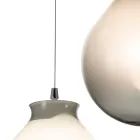 Lustre à trois lumières sur socle rond en verre doublé, fabriqué en Italie - Iride Viadurini