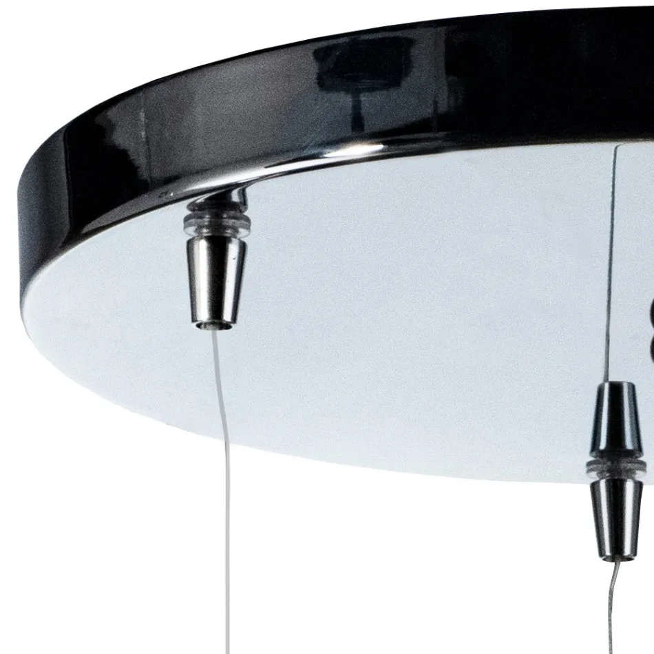 Lustre à trois lumières sur socle rond en verre sous verre, fabriqué en Italie - Iride Viadurini