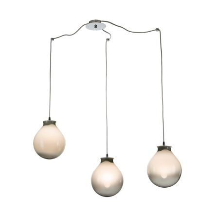 Petit lustre à trois lumières en verre soufflé à la main, fabriqué en Italie - Iride Viadurini