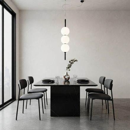 Lumira - Lustre vertical à trois lumières en verre soufflé, fabriqué en Italie Viadurini