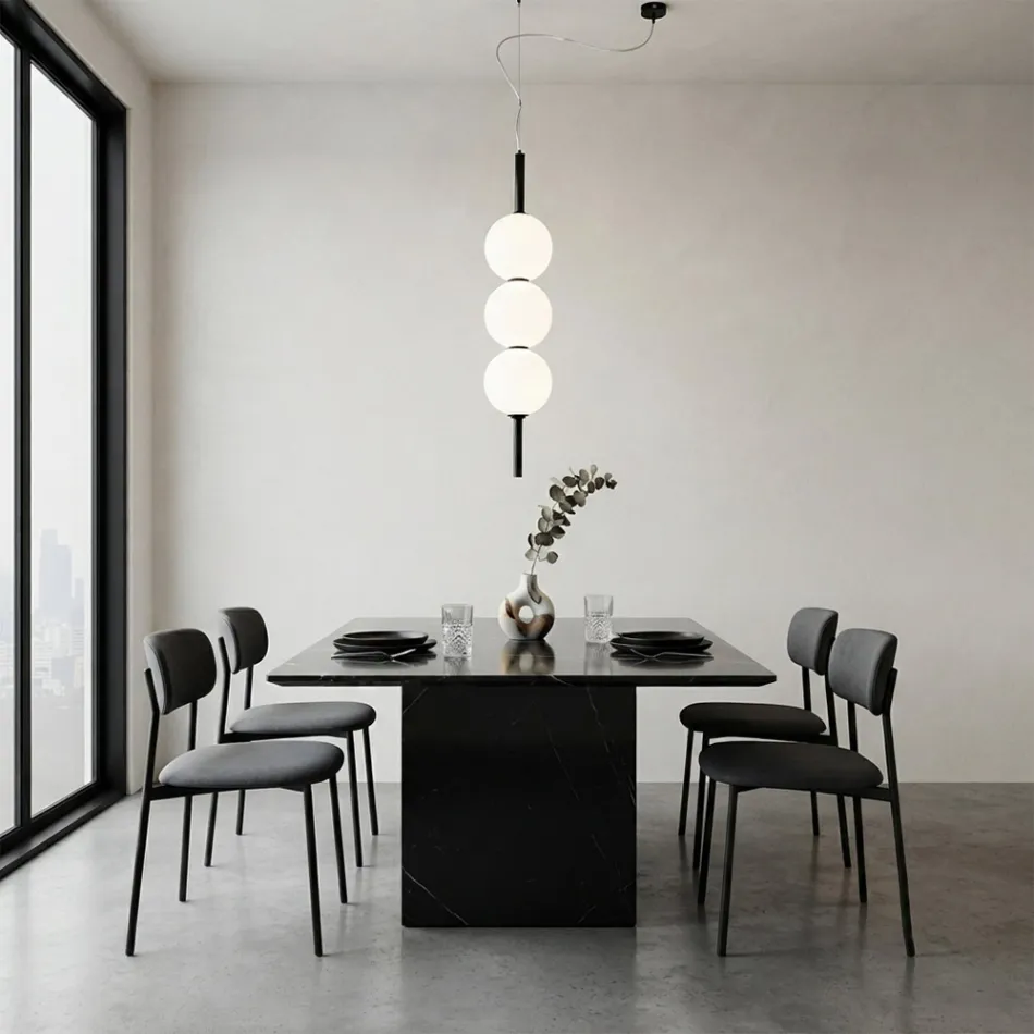 Lumira - Lustre vertical à trois lumières en verre soufflé, fabriqué en Italie Viadurini