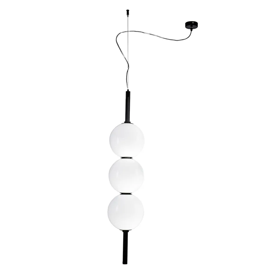 Lumira - Lustre vertical à trois lumières en verre soufflé, fabriqué en Italie Viadurini