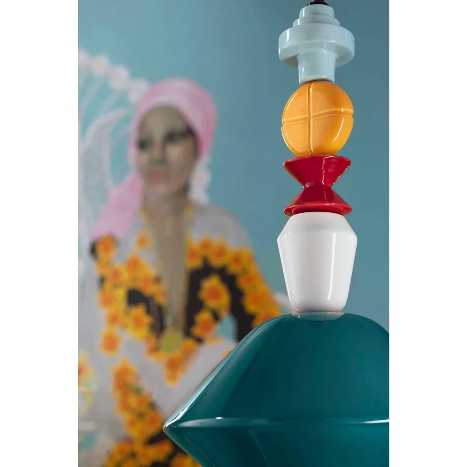 Lustre Vintage en Céramique Vert ou Jaune Fabriqué en Italie - Ferroluce Lariat Viadurini