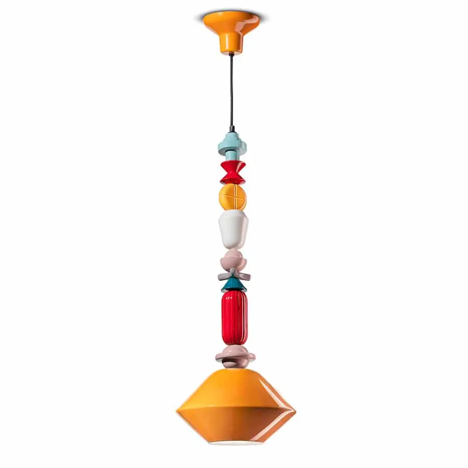 Lustre Vintage en Céramique Vert ou Jaune Fabriqué en Italie - Ferroluce Lariat Viadurini