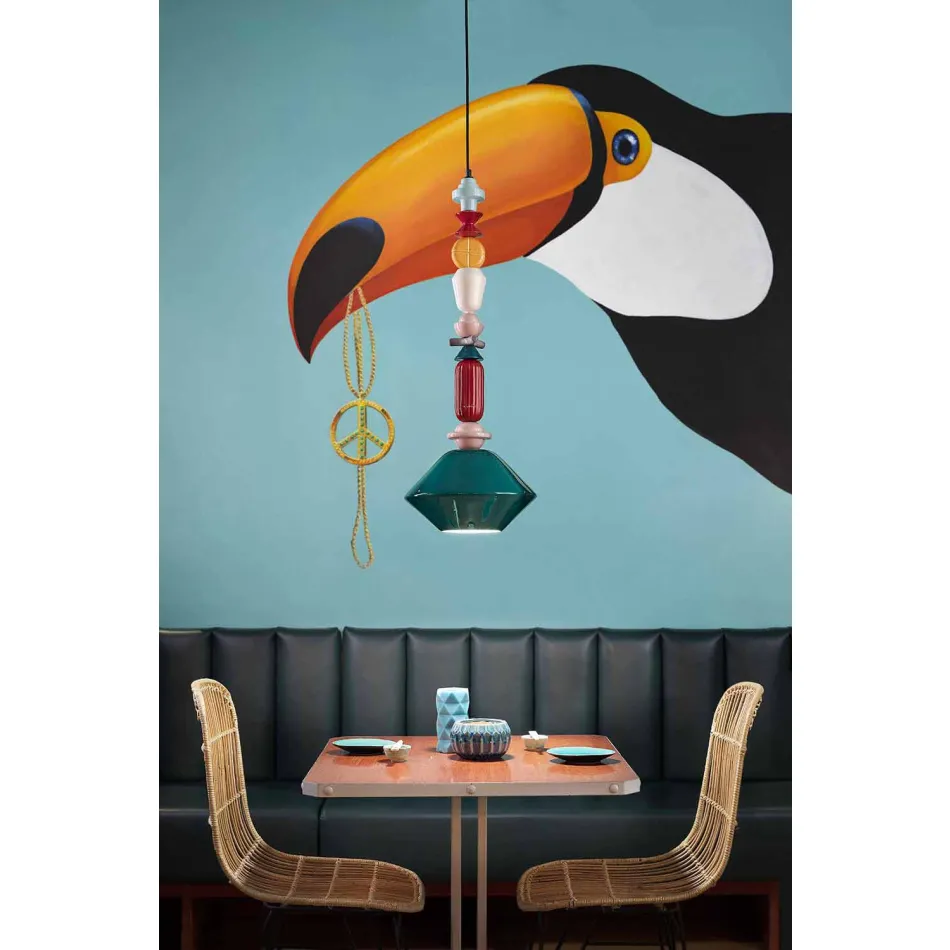 Lustre Vintage en Céramique Vert ou Jaune Fabriqué en Italie - Ferroluce Lariat Viadurini