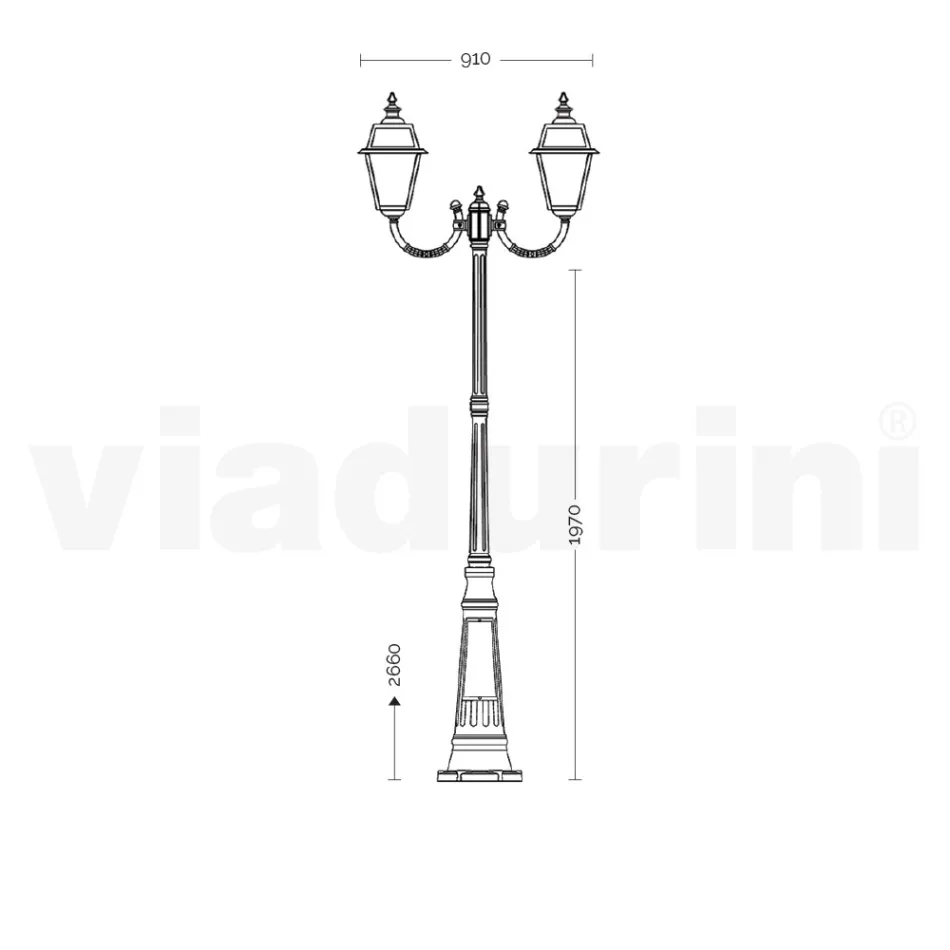 Lampadaire 2 Lumières en Aluminium et Verre Style Vintage Made in Italy - Vivian Viadurini