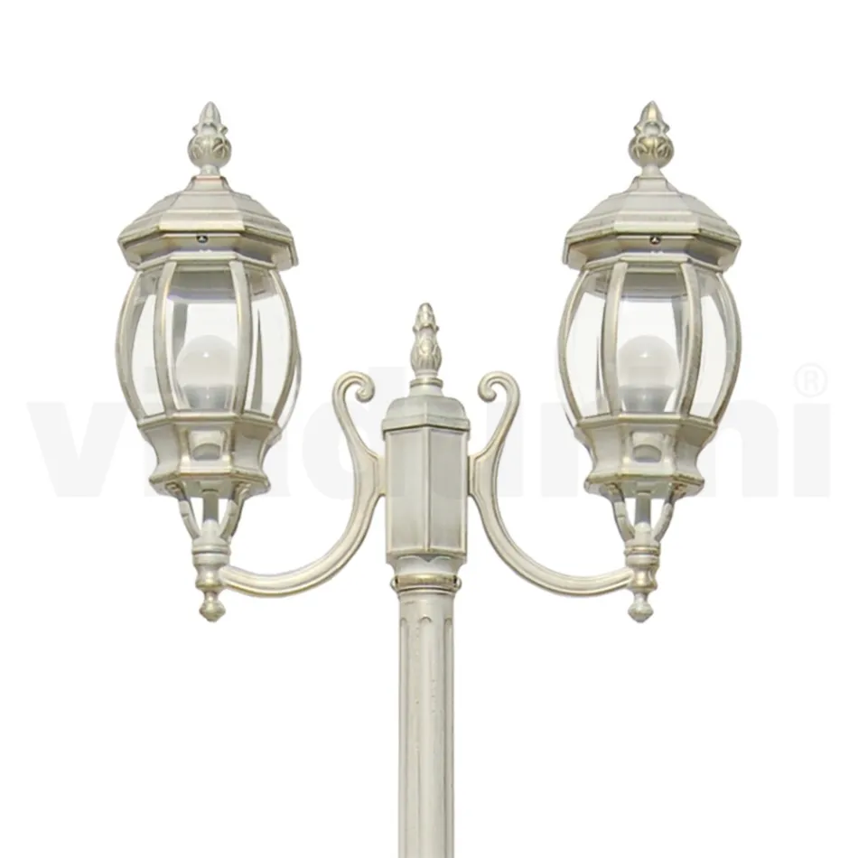 Lampadaire 2 Lumières Style Vintage en Aluminium Blanc Fabriqué en Italie - Dodo Viadurini