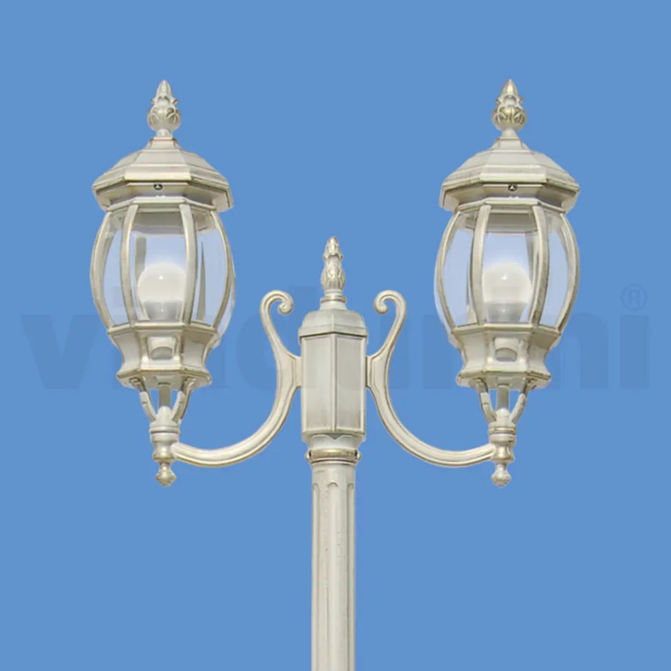 Lampadaire 2 Lumières Style Vintage en Aluminium Blanc Fabriqué en Italie - Dodo Viadurini