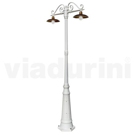 Lampadaire 2 Lumières Style Vintage en Aluminium et Laiton Made in Italy - Adela Viadurini