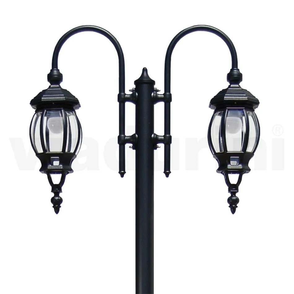 Lampadaire 2 Lumières Style Vintage en Aluminium Gris Made in Italy - Empire Viadurini