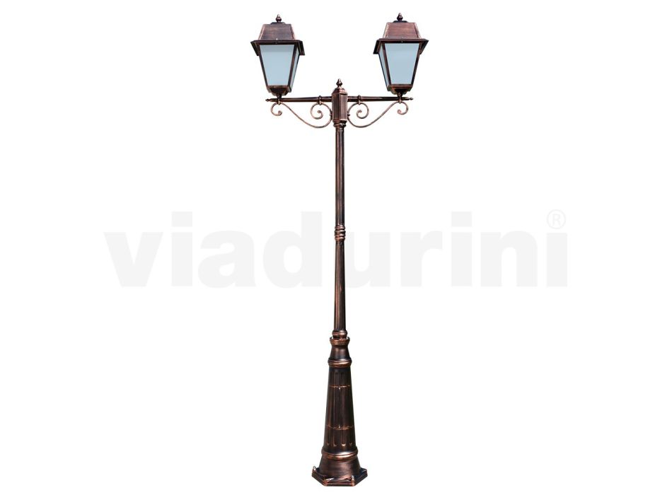Lampadaire 2 Lumières Style Vintage en Aluminium Fabriqué en Italie - Doroty Viadurini
