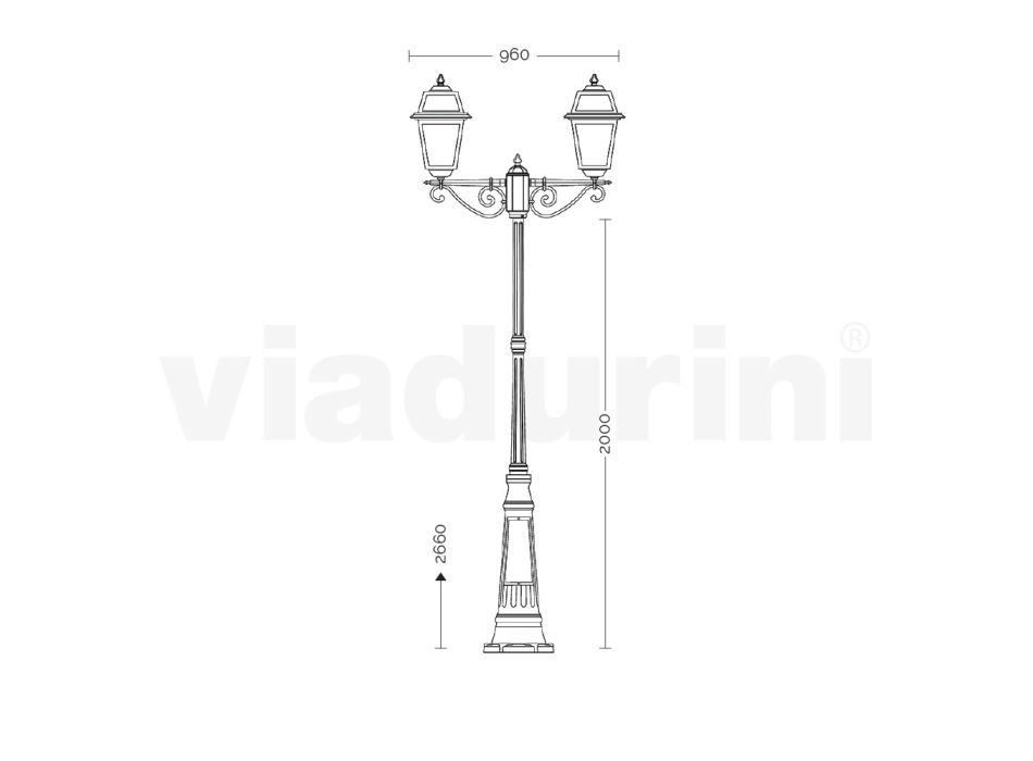 Lampadaire 2 Lumières Style Vintage en Aluminium Fabriqué en Italie - Doroty Viadurini