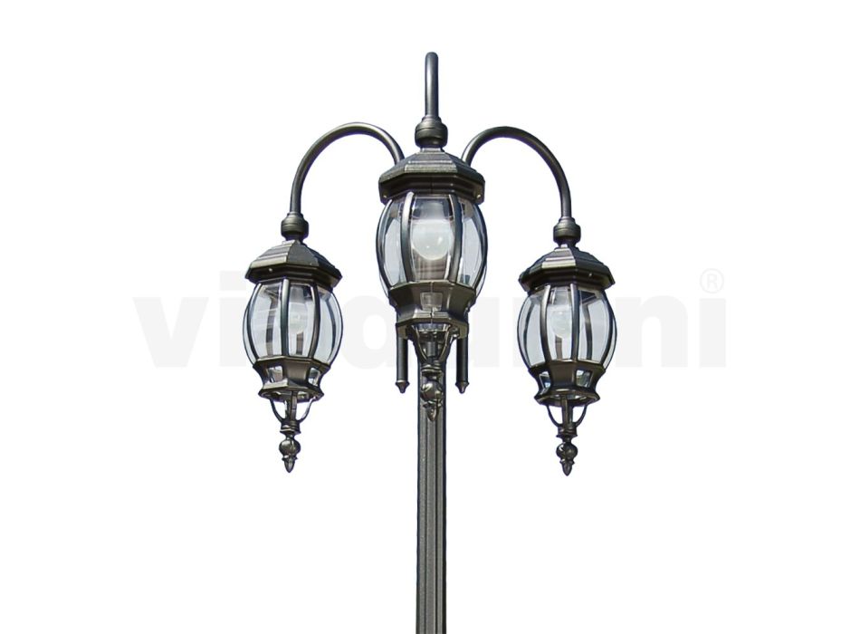 Lampadaire 3 Lumières Style Vintage en Aluminium Anthracite Made in Italy - Empire Viadurini