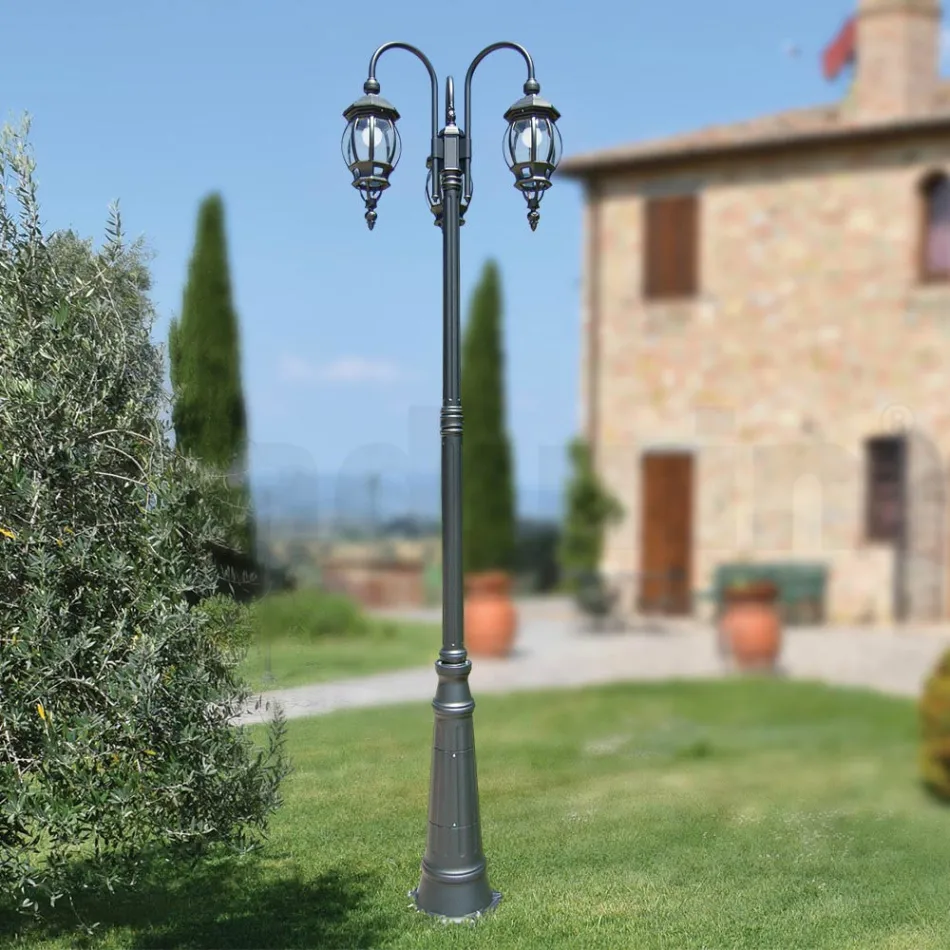 Lampadaire 3 Lumières Style Vintage en Aluminium Anthracite Made in Italy - Empire Viadurini