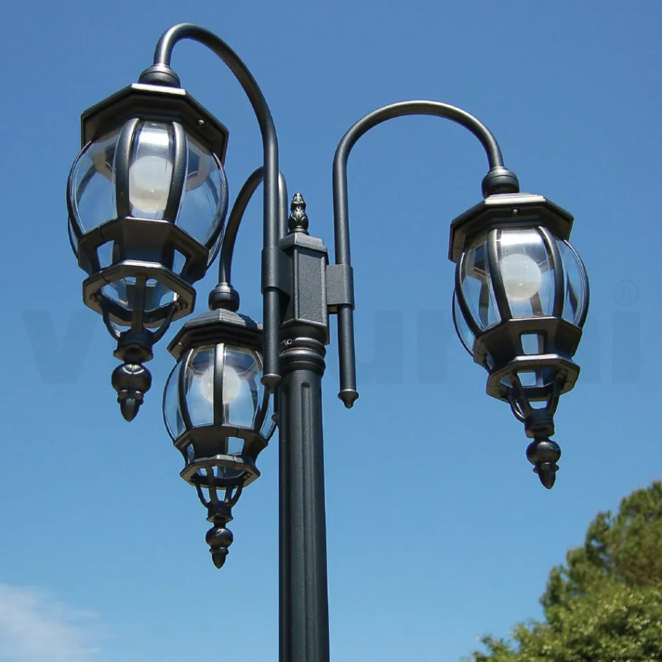 Lampadaire 3 Lumières Style Vintage en Aluminium Anthracite Made in Italy - Empire Viadurini