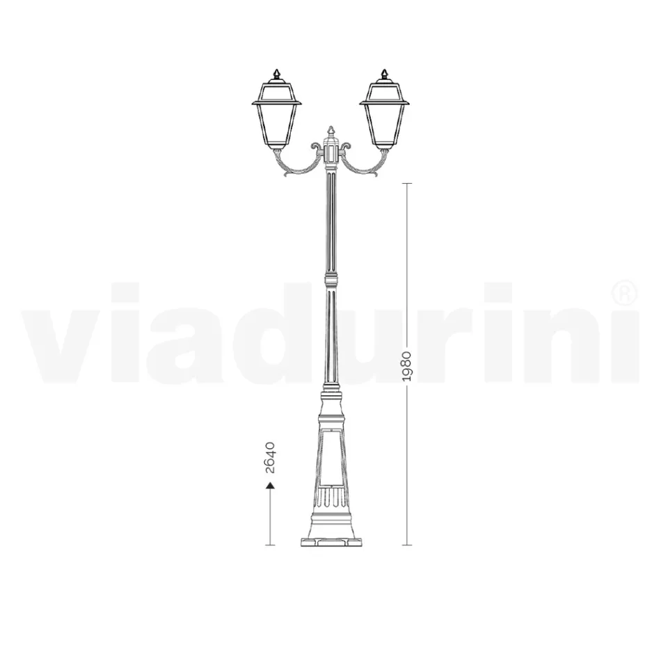 Lampadaire 3 Lumières Style Vintage en Aluminium et Verre Made in Italy - Doroty Viadurini