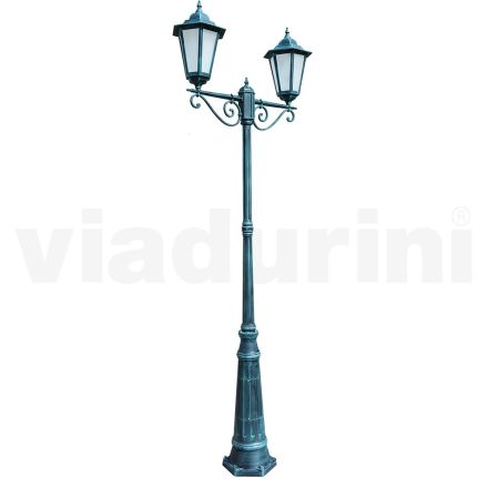Lampadaire 2 Lumières en Aluminium et Verre Made in Italy Vintage - Janira Viadurini