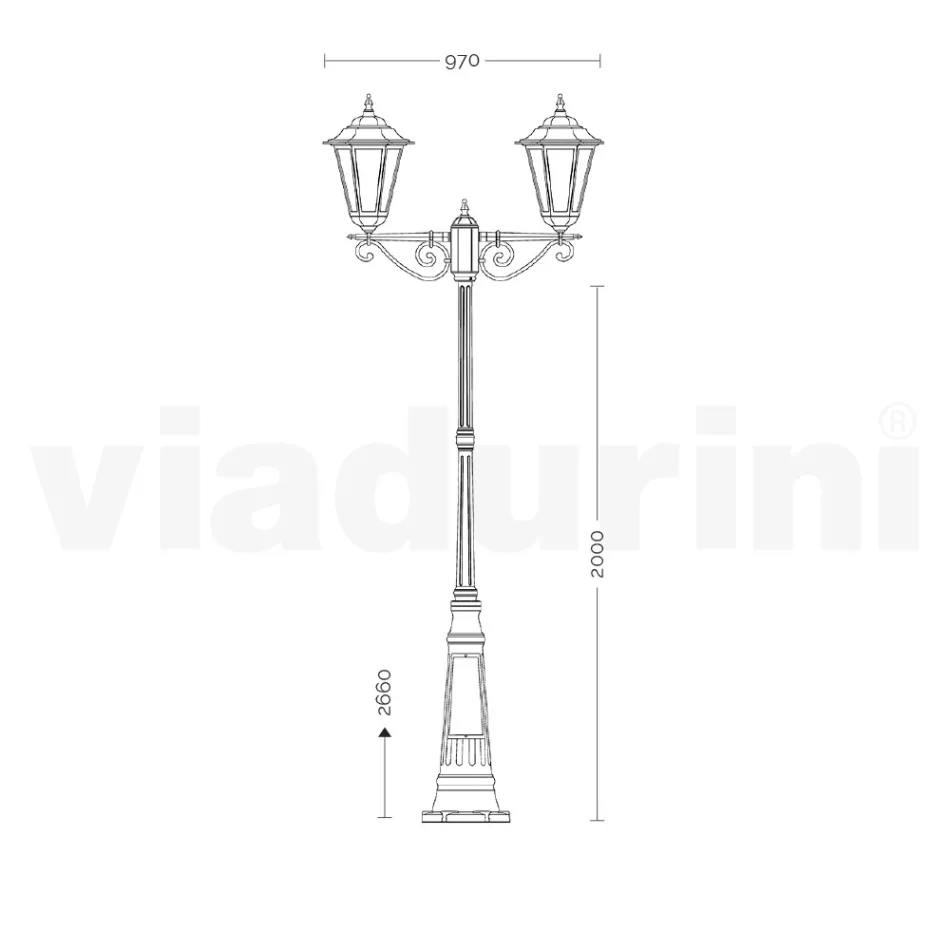 Lampadaire 2 Lumières en Aluminium et Verre Made in Italy Vintage - Janira Viadurini