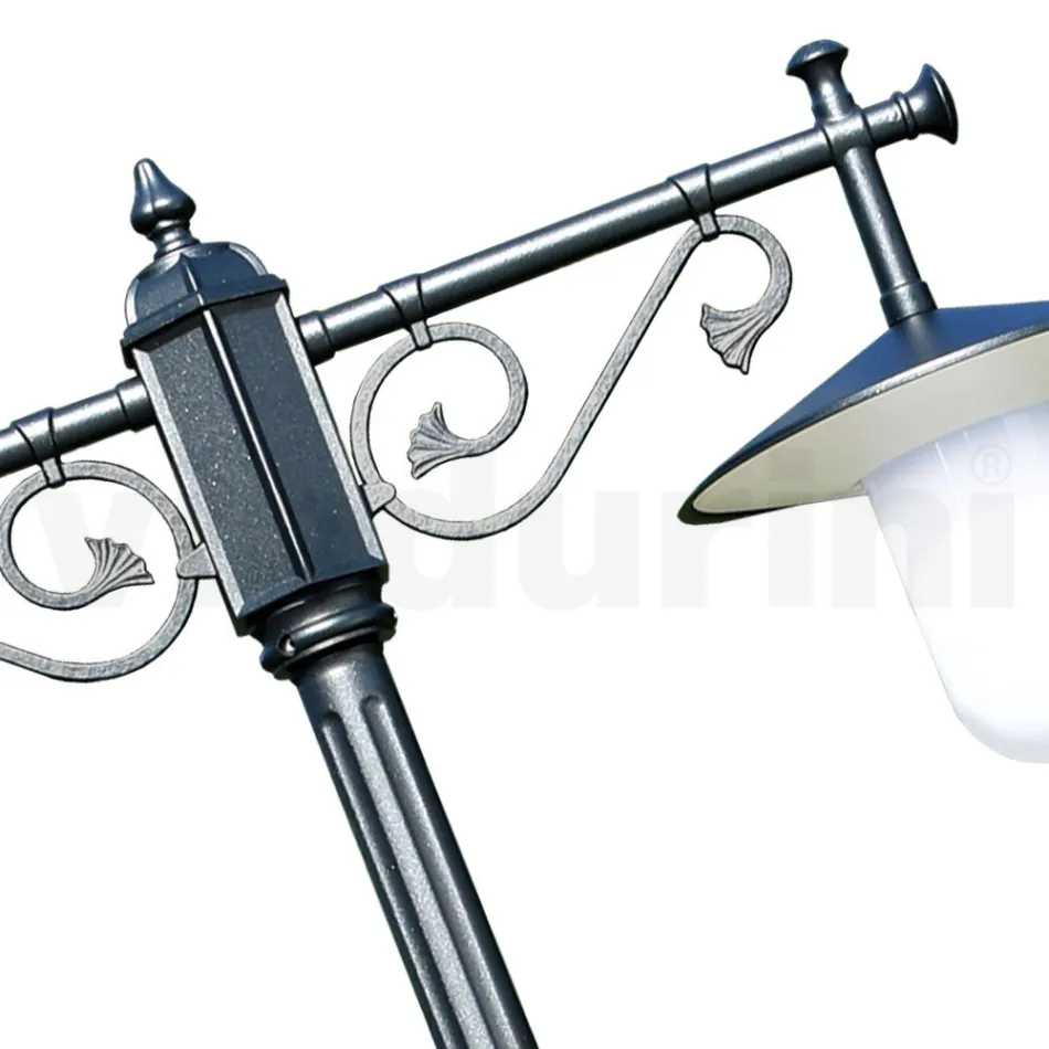 Lampadaire 2 Lumières Style Vintage en Aluminium Gris Fabriqué en Italie - Belen Viadurini