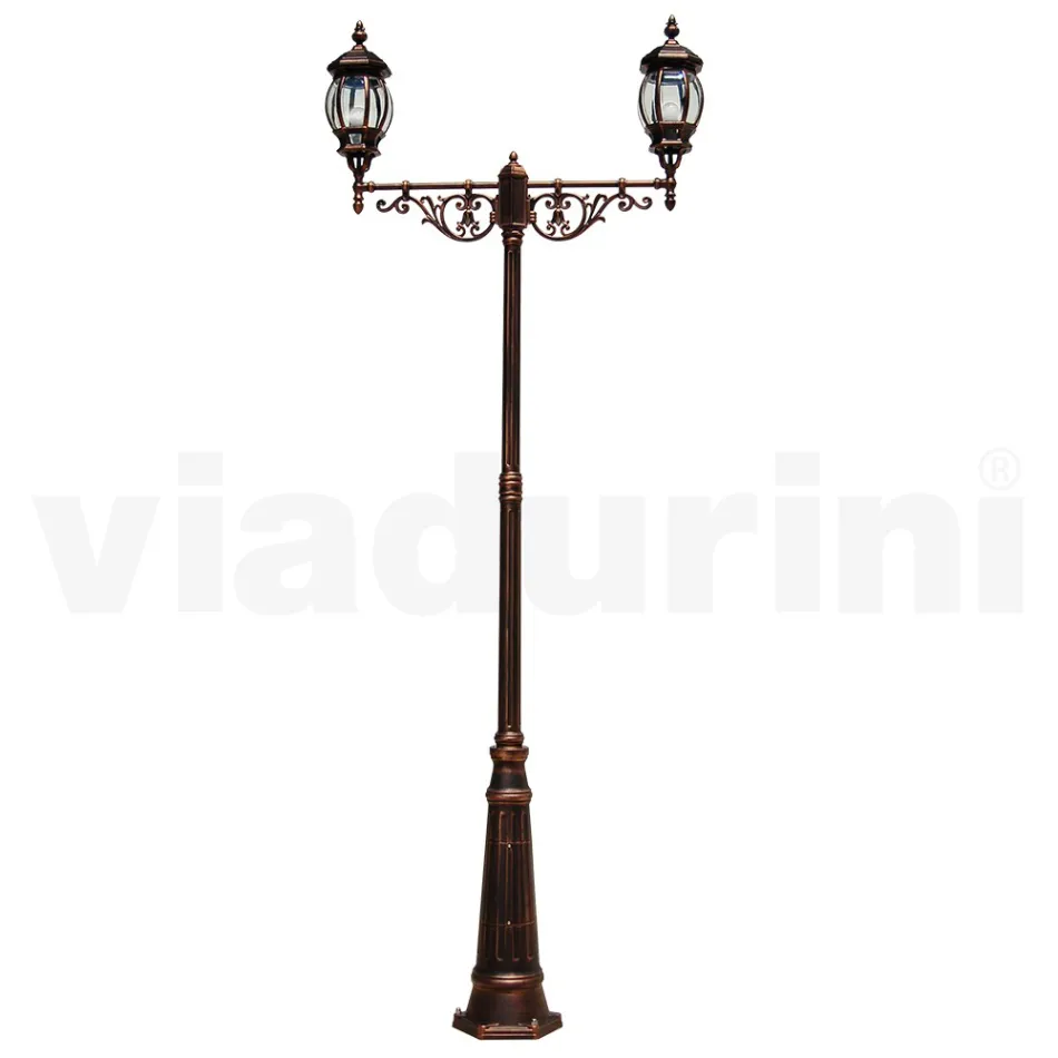Lampadaire 2 Lumières Style Vintage en Aluminium Fabriqué en Italie - Leona Viadurini