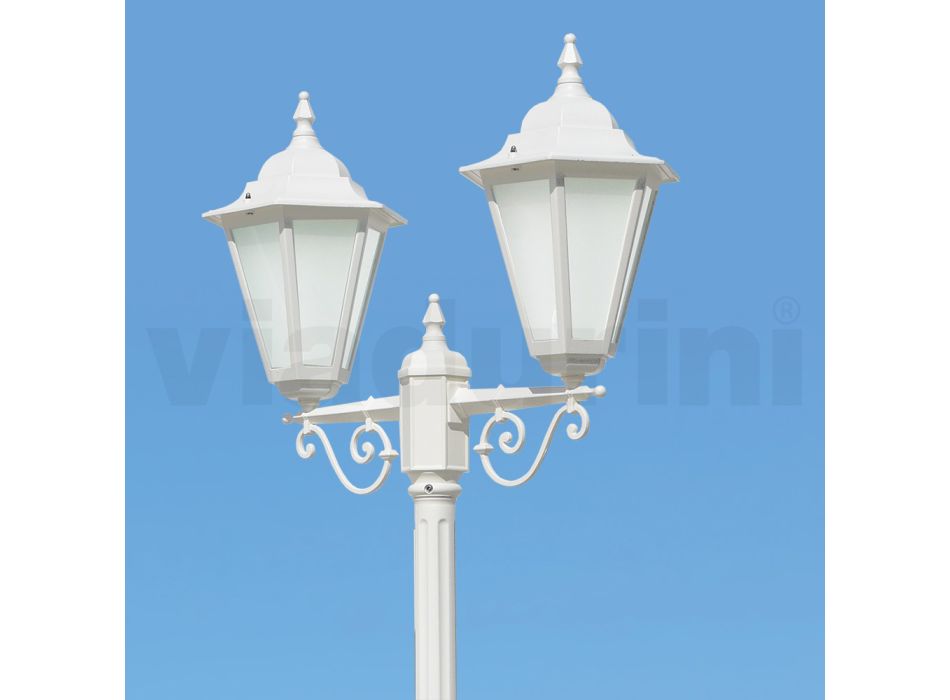 Lampe Vintage à 2 Lumières en Aluminium Blanc Fabriquée en Italie - Terella Viadurini