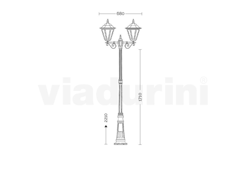 Lampe Vintage à 2 Lumières en Aluminium Blanc Fabriquée en Italie - Terella Viadurini