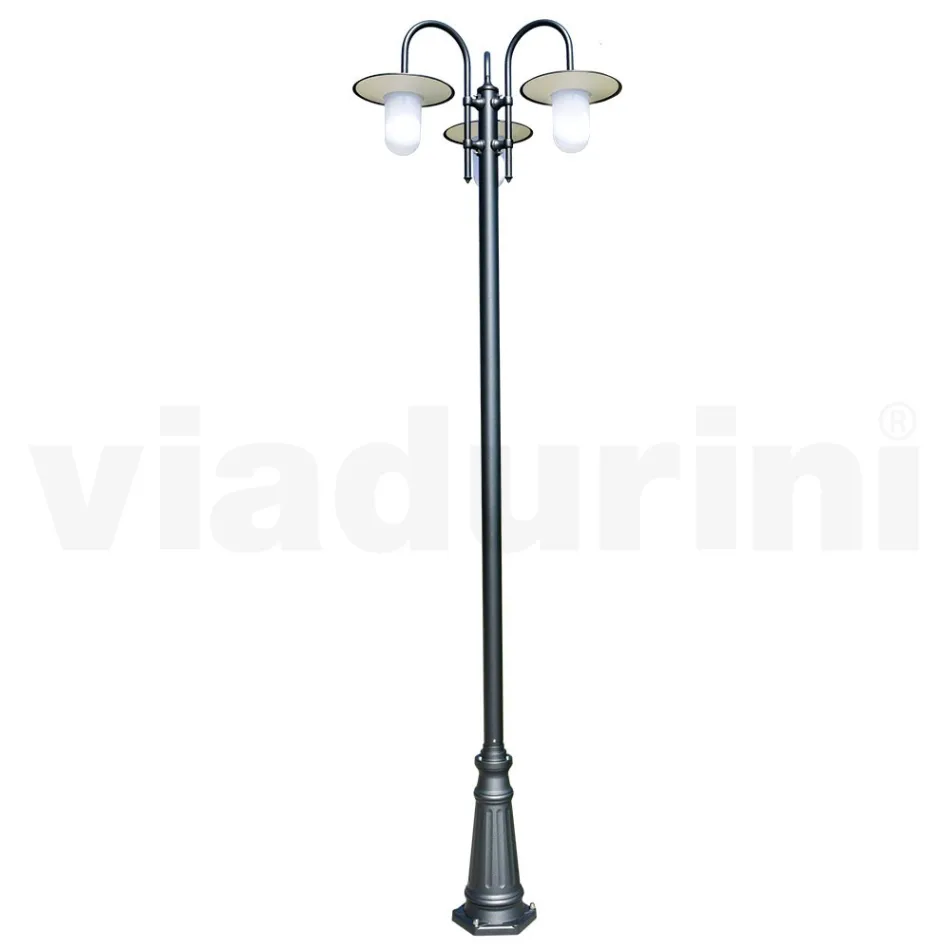 Lampadaire 3 Lumières Style Vintage en Aluminium Gris Fabriqué en Italie - Belen Viadurini