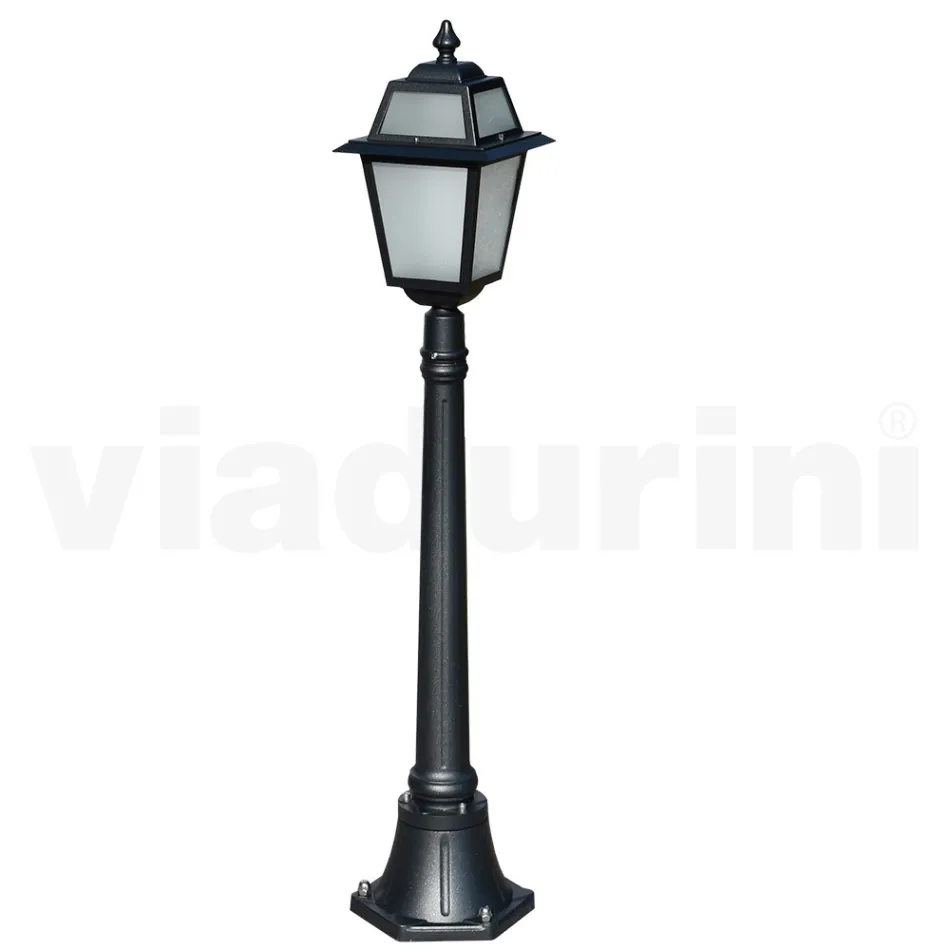 Lampe de jardin de 116 cm de haut en Aluminium Anthracite et Verre Sablé - Elric Viadurini