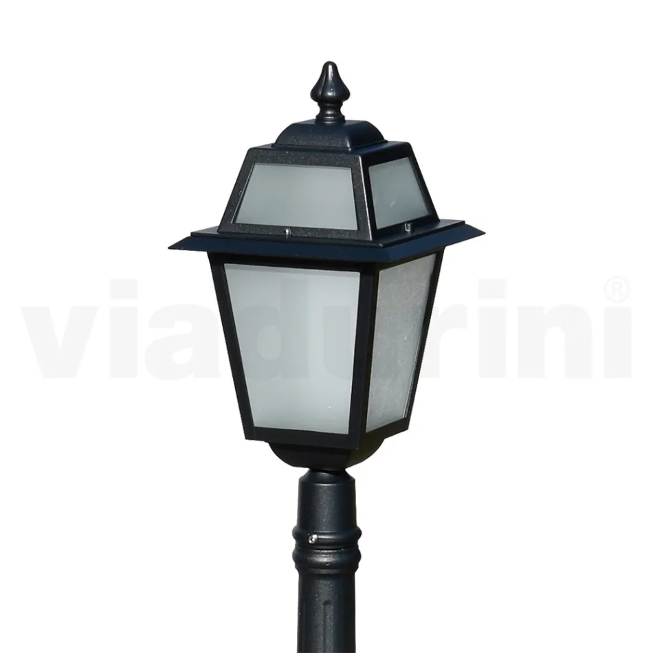 Lampe de jardin de 116 cm de hauteur en Aluminium Anthracite et Verre Sablé - Elric Viadurini