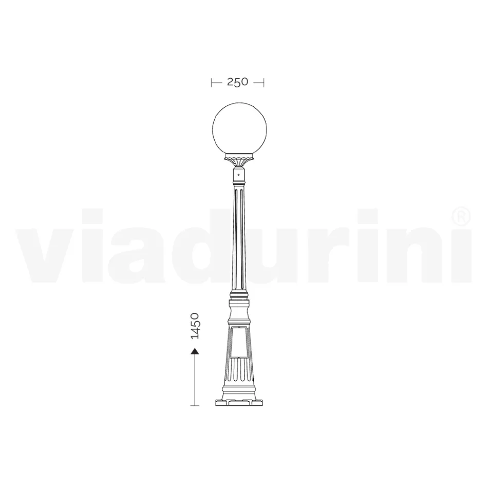 Lampadaire de 145 cm de haut en acrylique noir et aluminium fabriqué en Italie - Trovanero Viadurini