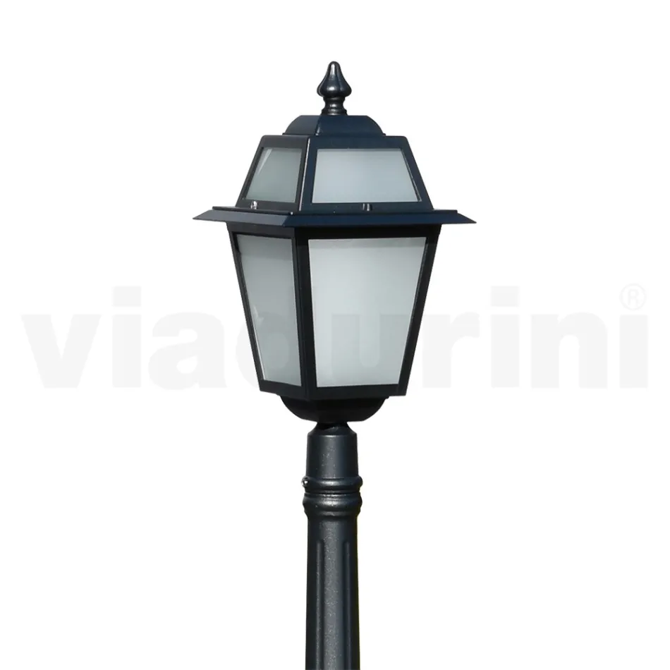 Lampe de jardin de 152 cm de haut en Aluminium Anthracite et Verre Sablé - Elric Viadurini