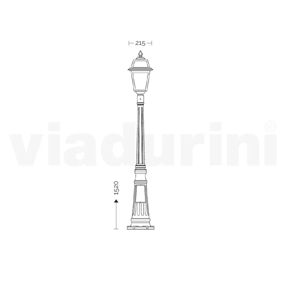 Lampe de jardin de 152 cm de hauteur en Aluminium Anthracite et Verre Sablé - Elric Viadurini