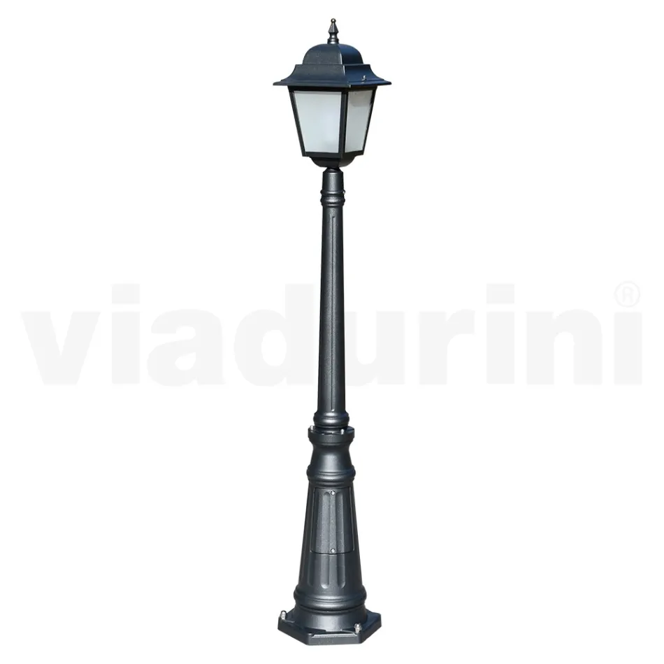 Lampadaire de 152 cm de haut en verre anthracite et aluminium fabriqué en Italie - Scintilla Viadurini