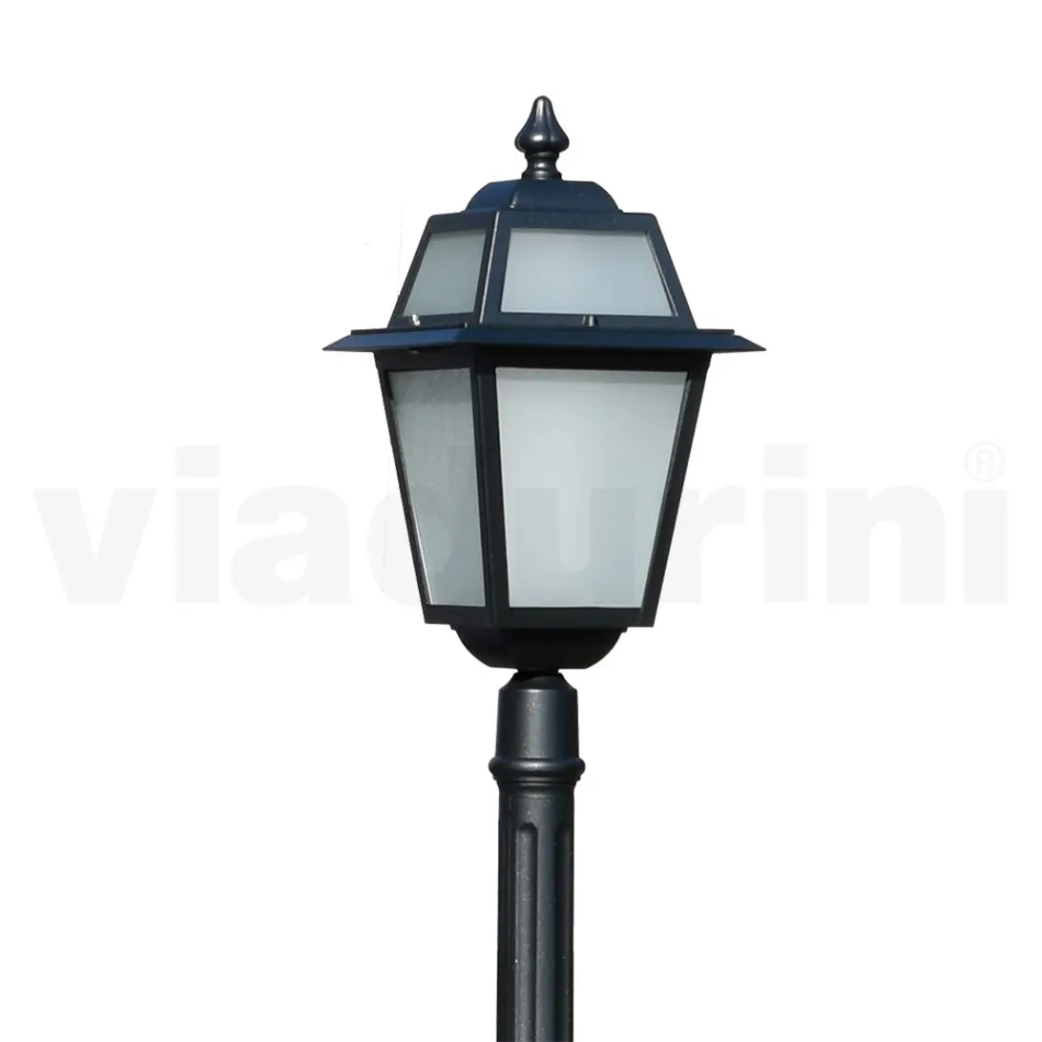 Lampe de jardin hauteur 178 cm en Aluminium Anthracite et Verre Sablé - Elric Viadurini