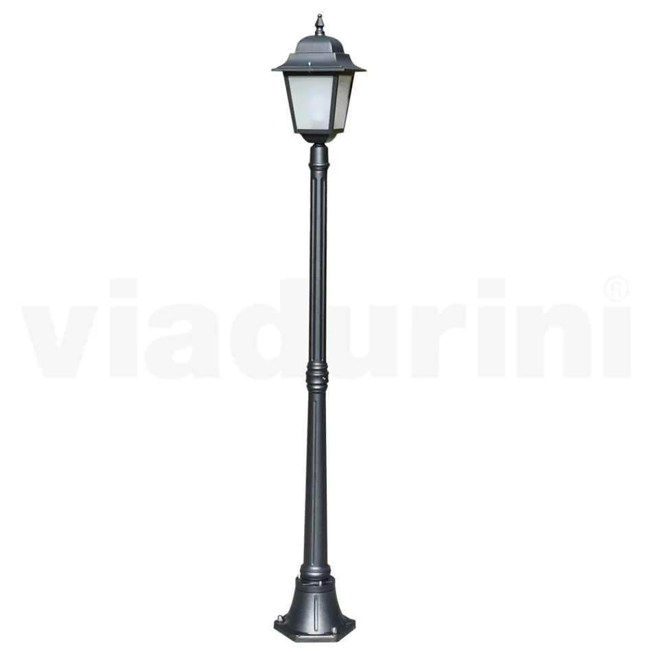 Lampadaire de 178 cm de haut en verre anthracite et aluminium fabriqué en Italie - Scintilla Viadurini