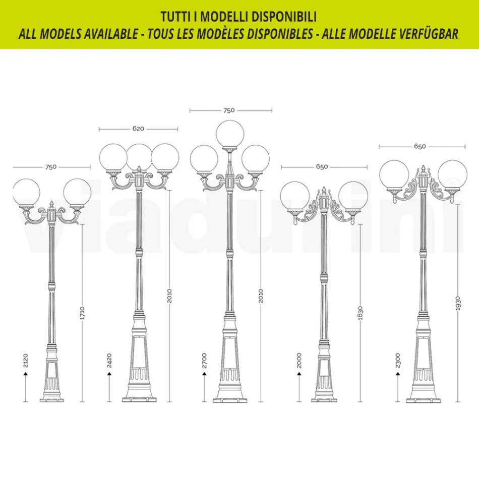 Lampadaire de 208 cm de haut en acrylique blanc et aluminium fabriqué en Italie - Trovabianco Viadurini