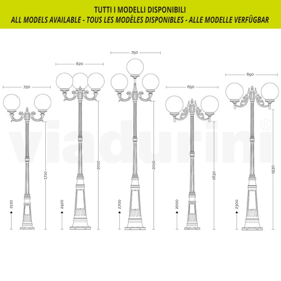 Lampadaire de 208 cm de haut en acrylique noir et aluminium fabriqué en Italie - Trovanero Viadurini