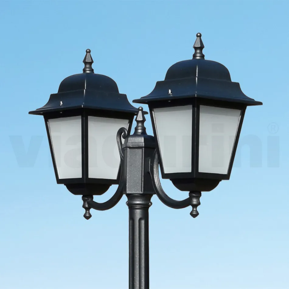 Lampadaire de 208 cm de haut en verre anthracite et aluminium fabriqué en Italie - Scintilla Viadurini