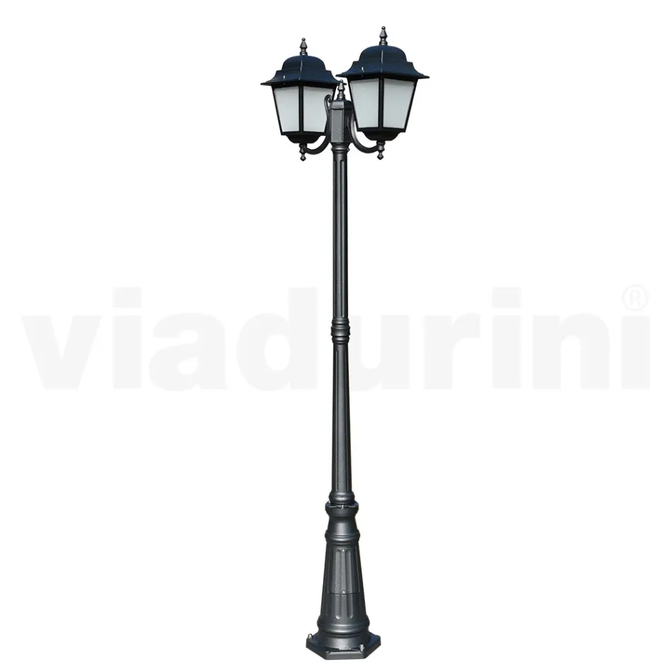 Lampadaire de 208 cm de haut en verre anthracite et aluminium fabriqué en Italie - Scintilla Viadurini