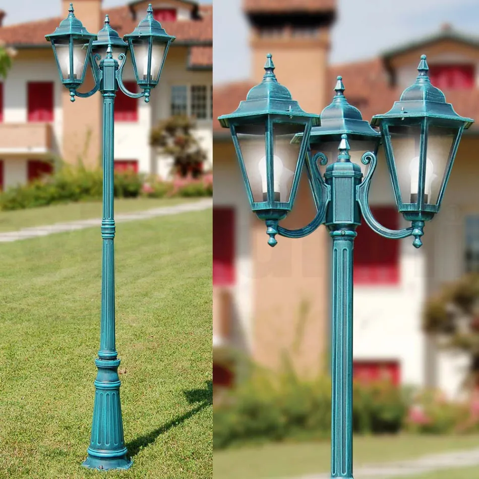 Lampe de jardin de 211 cm de hauteur en verre et 5 finitions en aluminium - Pinako Viadurini