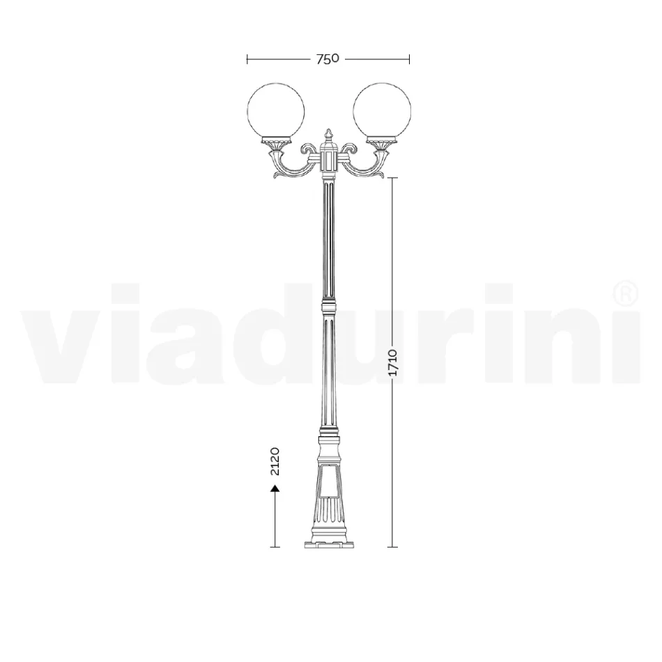 Lampadaire de 212 cm de haut en acrylique blanc et aluminium fabriqué en Italie - Trovabianco Viadurini